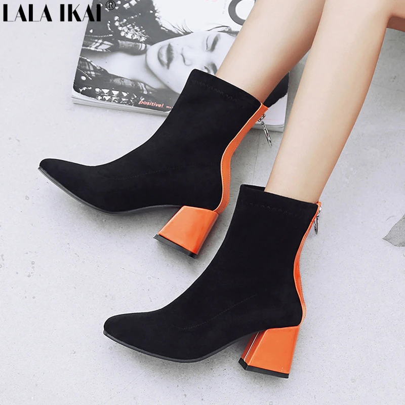LALA IKAI Women Winter Ankle Boots High Heels Mixed Color Square Toe Zipper Closure Ladies Shoes Fashion Boot Female XWC2771-5
LALA IKAI Women Winter Ankle Boots High Heels Mixed Color Square Toe Zipper Closure Ladies Shoes Fashion Boot Female XWC2771-5