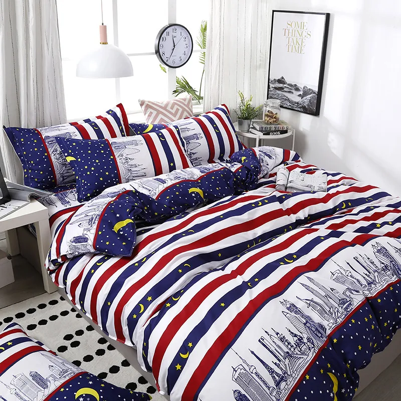 4pcs/set High Quality Comfortable Stripe Printing Family Bedding Set Bed Linings Duvet Cover Bed Sheet Pillowcases
4pcs/set High Quality Comfortable Stripe Printing Family Bedding Set Bed Linings Duvet Cover Bed Sheet Pillowcases