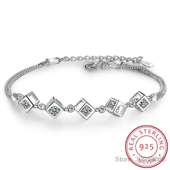925 Sterling Silver Double Chain Cube Box Bracelets & Bangles pulseira New Fashion Bracelet For Women sterling-silver-jewelry
925 Sterling Silver Double Chain Cube Box Bracelets & Bangles pulseira New Fashion Bracelet For Women sterling-silver-jewelry