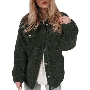 Fashion Women Wild Button Lapel Long Sleeve Tops Plush Casual Coat Autumn Winter Casual Pocket Loose Solid Color Overcoats
Fashion Women Wild Button Lapel Long Sleeve Tops Plush Casual Coat Autumn Winter Casual Pocket Loose Solid Color Overcoats