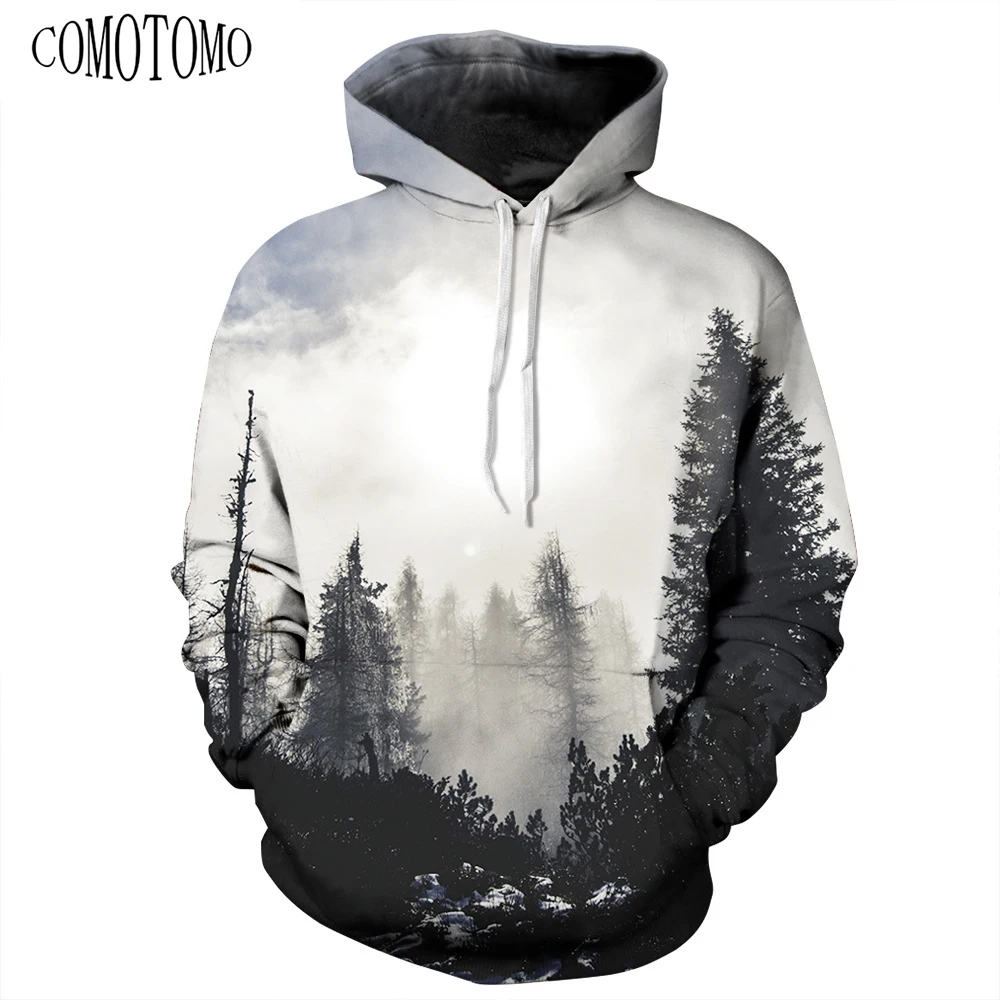 Мужская толстовка с капюшоном и 3D принтом черная или белая капюшоном|mens hoodies and
