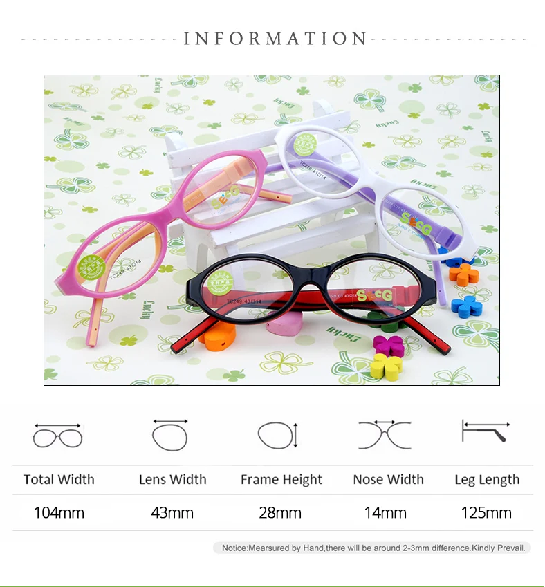 SECG Unisex Children's Ful Rim Oval Eyeglasses Front View
