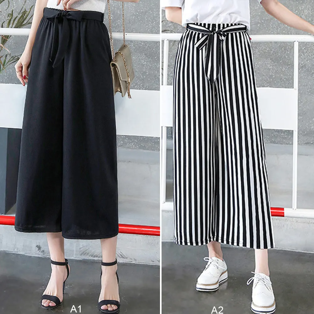 Summer Wide Leg Pants Woman's Elastic High Waist Pants Straight Stripe Wide Leg Nine Point Pants NEW
Summer Wide Leg Pants Woman's Elastic High Waist Pants Straight Stripe Wide Leg Nine Point Pants NEW
