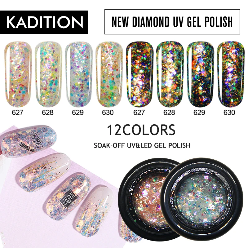 KADITION 5ml New 3D Diamond Glitter Sequins Nail Gel Semi Permanent UV Gel Lacquer Shiny Soak Off Varnish Gel Nail Polish Gellak
KADITION 5ml New 3D Diamond Glitter Sequins Nail Gel Semi Permanent UV Gel Lacquer Shiny Soak Off Varnish Gel Nail Polish Gellak