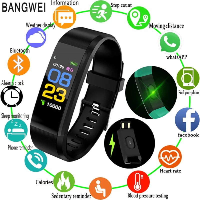BANGWEI 2018 New Smart Sports Watch Heart Rate Sleep Monitoring Fitnes Watch Supports USB Charging OLED Color Smart Watch
BANGWEI 2018 New Smart Sports Watch Heart Rate Sleep Monitoring Fitnes Watch Supports USB Charging OLED Color Smart Watch
