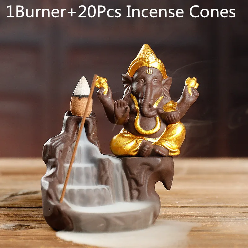 Ganesha Backflow Incense Burner Elephant God Emblem Auspicious And Success Ceramic Cone Censer Home Decor Incense Stick Holder
Ganesha Backflow Incense Burner Elephant God Emblem Auspicious And Success Ceramic Cone Censer Home Decor Incense Stick Holder