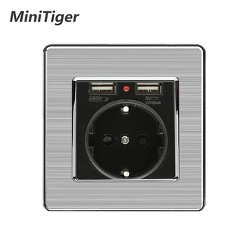 Minitiger Black Dual USB Charging Port 5V 2.1A Wall Charger Adapter LED Indicator 16A EU Socket Power Outlet Stainless Steel
Minitiger Black Dual USB Charging Port 5V 2.1A Wall Charger Adapter LED Indicator 16A EU Socket Power Outlet Stainless Steel