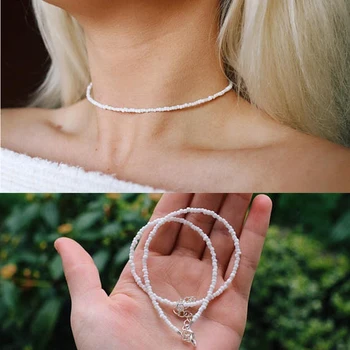 White Beaded Choker Glass Necklaces 2018 Trendy Fashion Women Bohemian Jewelry Gifts for Mom Girlfriend 
White Beaded Choker Glass Necklaces 2018 Trendy Fashion Women Bohemian Jewelry Gifts for Mom Girlfriend