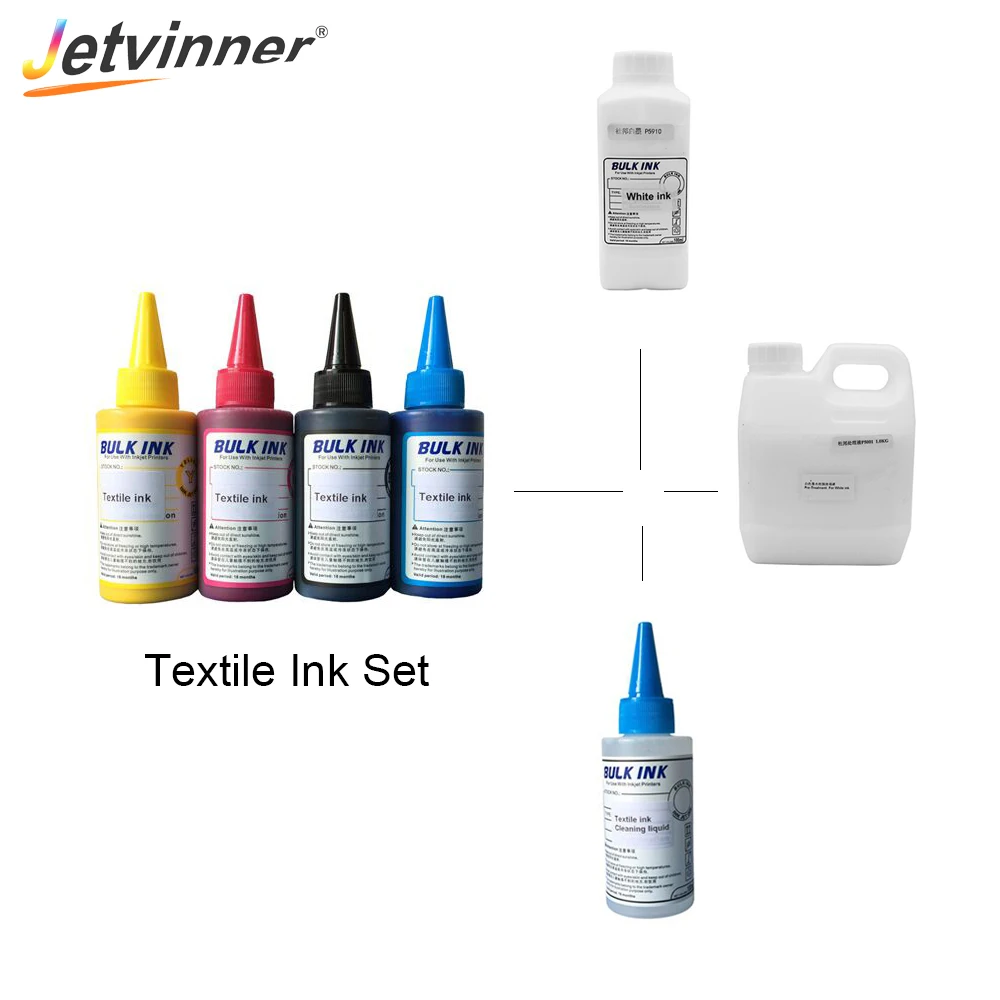 Jetvinner Textile Ink Set for Flatbed Printer use for Clothes White Textile Ink Cleaning Liquid Textile White Ink Fixing Agent
Jetvinner Textile Ink Set for Flatbed Printer use for Clothes White Textile Ink Cleaning Liquid Textile White Ink Fixing Agent