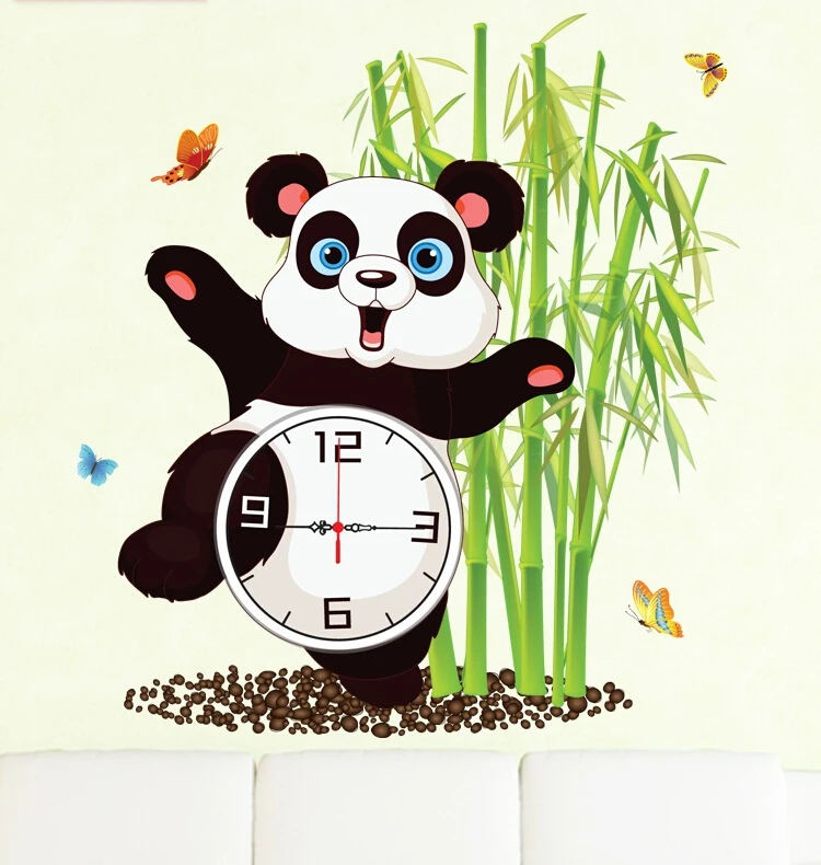 Персонализированные часы настенные наклейки симпатичные pattern panda включают