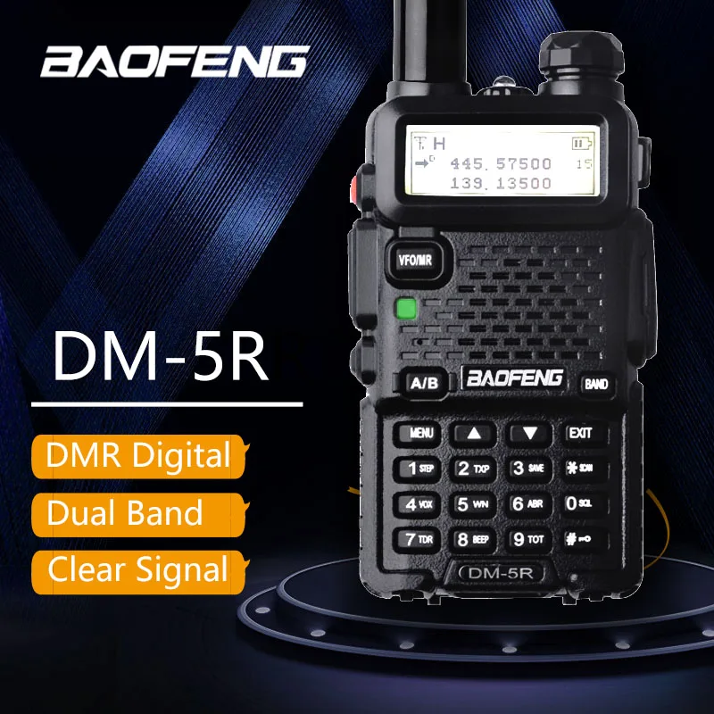 Baofeng DM-5R Walkie Taklie Dual Band DMR Digital Radio DSP Transceiver 5W VHF UHF 136-174/400-520 MHz Two-Way Radio 2000mAH
Baofeng DM-5R Walkie Taklie Dual Band DMR Digital Radio DSP Transceiver 5W VHF UHF 136-174/400-520 MHz Two-Way Radio 2000mAH