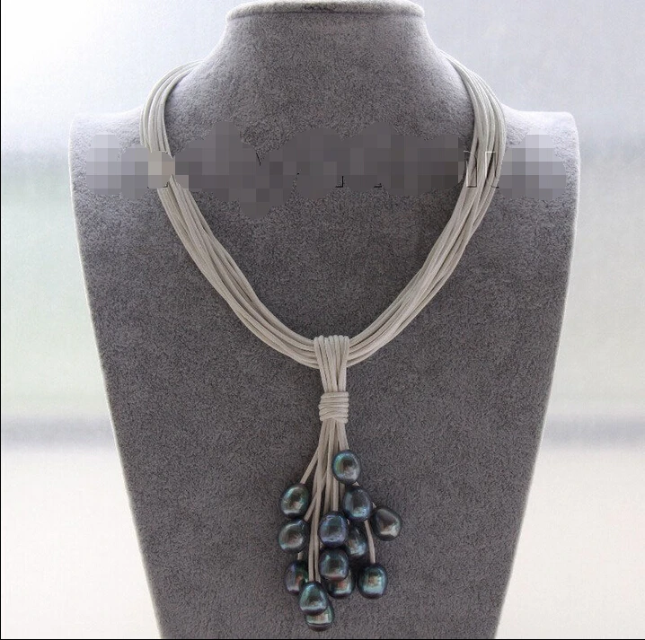FREE SHIPPING>>>@@ > Choker 16" 15row 14mm peacock black pearls white leather Pendant necklace j9545Noble style Natural Fine jew
FREE SHIPPING>>>@@ > Choker 16" 15row 14mm peacock black pearls white leather Pendant necklace j9545Noble style Natural Fine jew