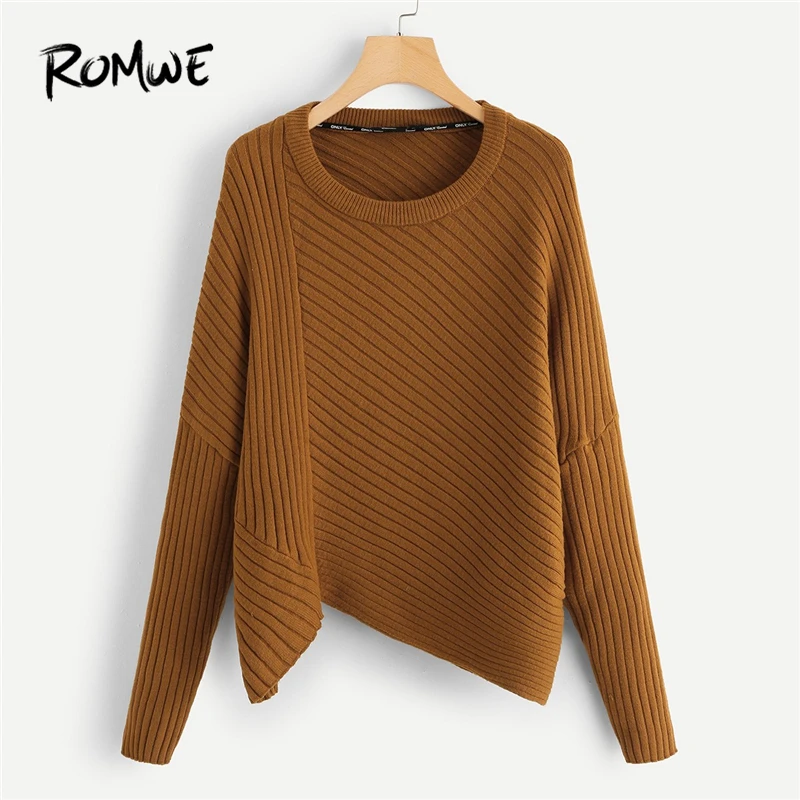 ROMWE Brown Rib Knit Asymmetrical Hem Sweaters Fashion 2018 Women Sweater Tops Womens Casual Autumn Clothing Pullovers Jumper
ROMWE Brown Rib Knit Asymmetrical Hem Sweaters Fashion 2018 Women Sweater Tops Womens Casual Autumn Clothing Pullovers Jumper