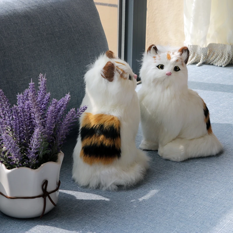 Dorimytarader lifelike cuddly soft animal cat plush toy realistic animals pet cats toy decoration gift 20X12cm DY80027 (5)