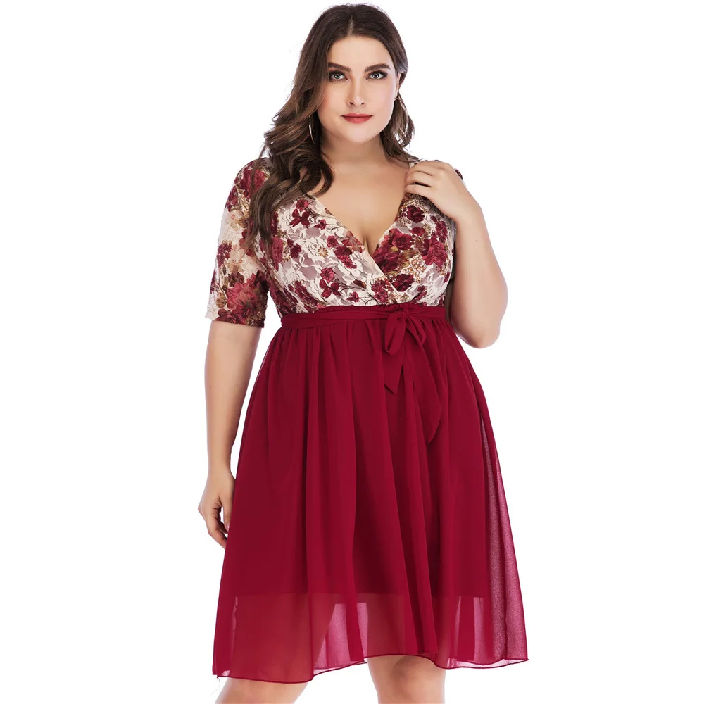 Wipalo Women Plus Size 5XL Floral Lace Insert A Line Dress V Neck Short Sleeve Patchwork Casual Summer Dress Boho Beach Vestidos
Wipalo Women Plus Size 5XL Floral Lace Insert A Line Dress V Neck Short Sleeve Patchwork Casual Summer Dress Boho Beach Vestidos
