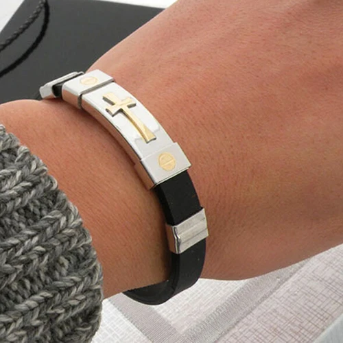 2015 Hot Womens Mens Cross Stainless Steel Silicone Buckle Bracelets Bangle Wristband
2015 Hot Womens Mens Cross Stainless Steel Silicone Buckle Bracelets Bangle Wristband