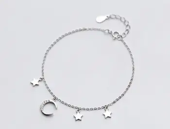Lady's Cute 100% Real. 925 Sterling Silver Fine Jewelry Polished Crescent Moon &Clear white CZ Star chain Bracelet GTLS499
Lady's Cute 100% Real. 925 Sterling Silver Fine Jewelry Polished Crescent Moon &Clear white CZ Star chain Bracelet GTLS499