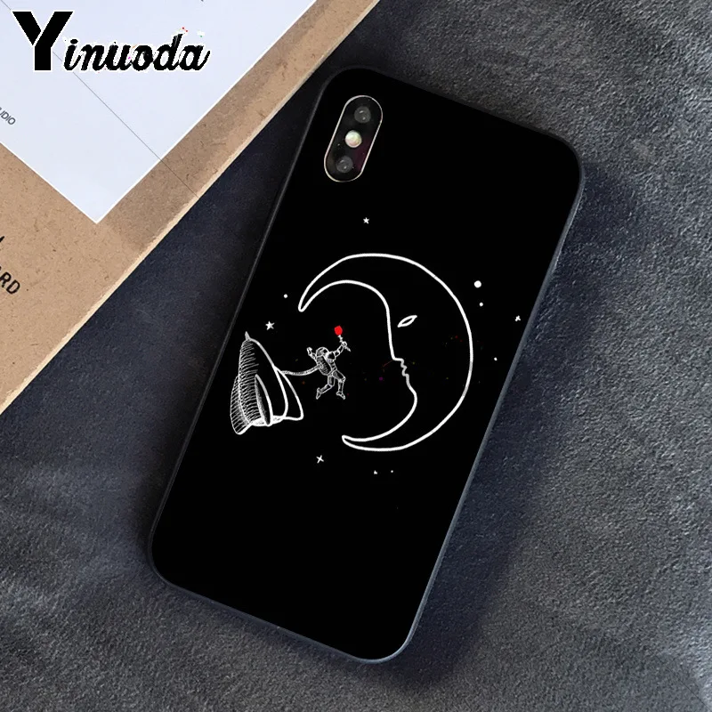 black with white moon stars space astronaut