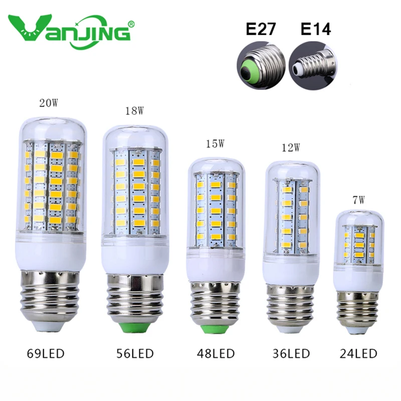 E27 E14 LED Bulbs Corn Lights SMD5730 220V 360 angle 24 36 48 56 69 LED Lamps light Christmas lampada Chandelier Candle Lighting
E27 E14 LED Bulbs Corn Lights SMD5730 220V 360 angle 24 36 48 56 69 LED Lamps light Christmas lampada Chandelier Candle Lighting