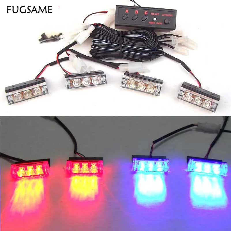 FUGSAME 51035 4x3led motorcycle flash light Strobe Warning EMS Police Truck Flashing Firemen Lights Red Blue White Green Amber
FUGSAME 51035 4x3led motorcycle flash light Strobe Warning EMS Police Truck Flashing Firemen Lights Red Blue White Green Amber
