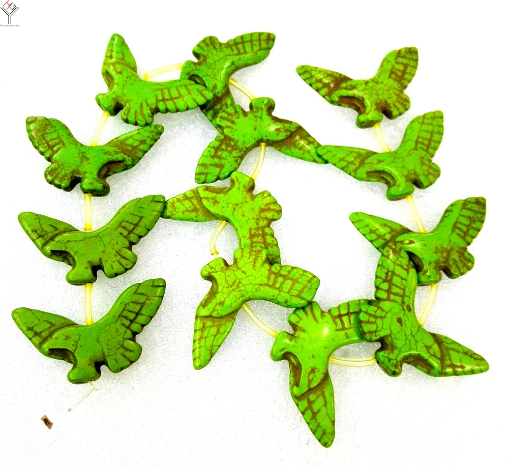 Total 13 pcs beads 48x22mm Bright green bead carved eagle hawk howlite stone Loose Beads
Total 13 pcs beads 48x22mm Bright green bead carved eagle hawk howlite stone Loose Beads