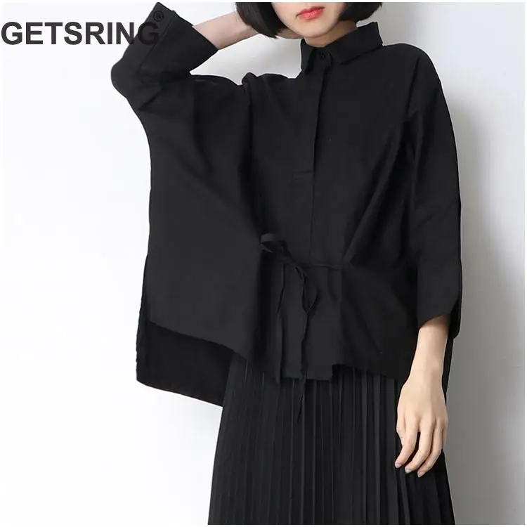 GETSRING Top Women Black Shirt 2018 Lace Up Seven Sleeve Loose Summer Tops Female Cotton Blouse Women Asymmetrical Top Plus Size
GETSRING Top Women Black Shirt 2018 Lace Up Seven Sleeve Loose Summer Tops Female Cotton Blouse Women Asymmetrical Top Plus Size