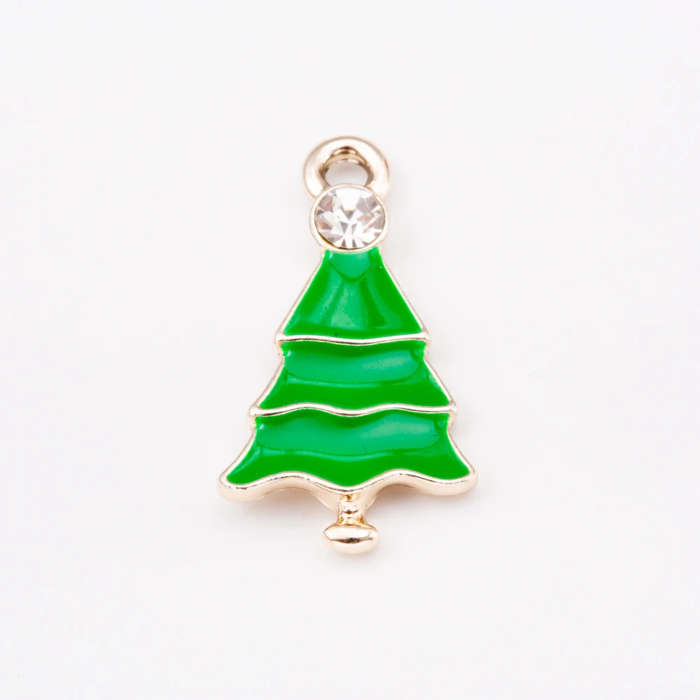 

10pcs tree Christmas Drip oil zinc alloy Charms Enamel Pendant Earrings Accessories for Ornaments DIY Material JQ600005