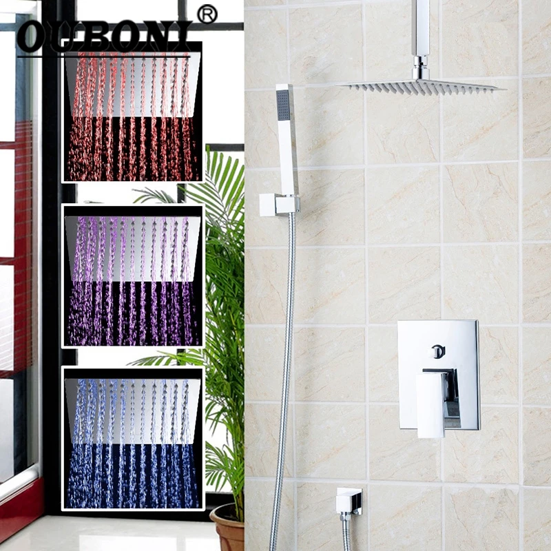 LED Luxury Chrome Rain Shower Head Arm Set Faucet Bathroom Wall Mounted Shower Set Faucets
LED Luxury Chrome Rain Shower Head Arm Set Faucet Bathroom Wall Mounted Shower Set Faucets