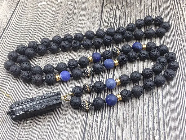 YA3069 Natural Tourmaline Stone Pendant Lava Sodalite Stone Beads Knot Handmade Necklace
YA3069 Natural Tourmaline Stone Pendant Lava Sodalite Stone Beads Knot Handmade Necklace
