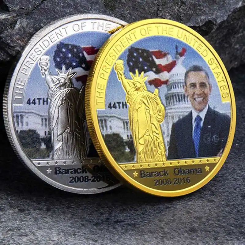 US American 44th President Barack Obama Silver / Gold Plated Eagle Commemorative Coin
US American 44th President Barack Obama Silver / Gold Plated Eagle Commemorative Coin