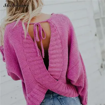 Sexy Backless Women Sweater Autumn Winter Knitted Femme Pull Long Sleeve Elasticity Soft Female Pullovers Sweater Drawstring XL
Sexy Backless Women Sweater Autumn Winter Knitted Femme Pull Long Sleeve Elasticity Soft Female Pullovers Sweater Drawstring XL