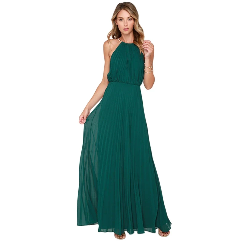 Women Party Summer Maxi Dresses Sleeveless Long Chiffon Sequined Halter Solid Elegant dresses
Women Party Summer Maxi Dresses Sleeveless Long Chiffon Sequined Halter Solid Elegant dresses