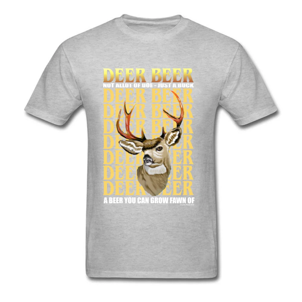 Tops Tees Deer Beer Father Day Funky Classic Short Sleeve Pure Cotton Round Neck Men T Shirts Classic T-shirts Deer Beer grey