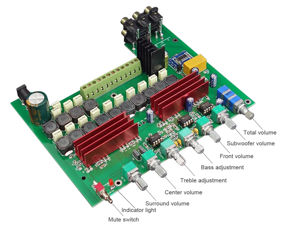 Плата усилителя WL60 TPA3116D2 Bluetooth 4 2 5 1 каналов аудиоусилители 100WX1 + 50WX5 с регулировкой