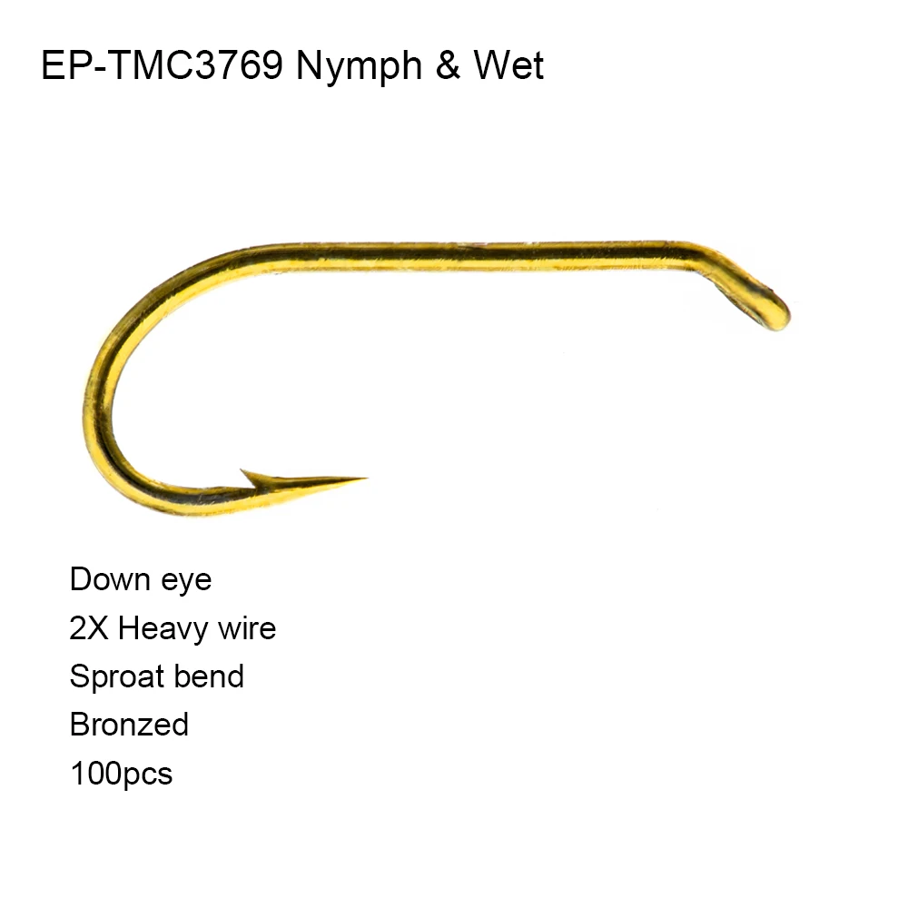Eupheng 100pcs EP-TMC3769 Wet And Nymph 2X Heavy Standard Sproat Bend Fly Fishing Hook Down Eye Surface Flies Hooks All Sizes
Eupheng 100pcs EP-TMC3769 Wet And Nymph 2X Heavy Standard Sproat Bend Fly Fishing Hook Down Eye Surface Flies Hooks All Sizes
