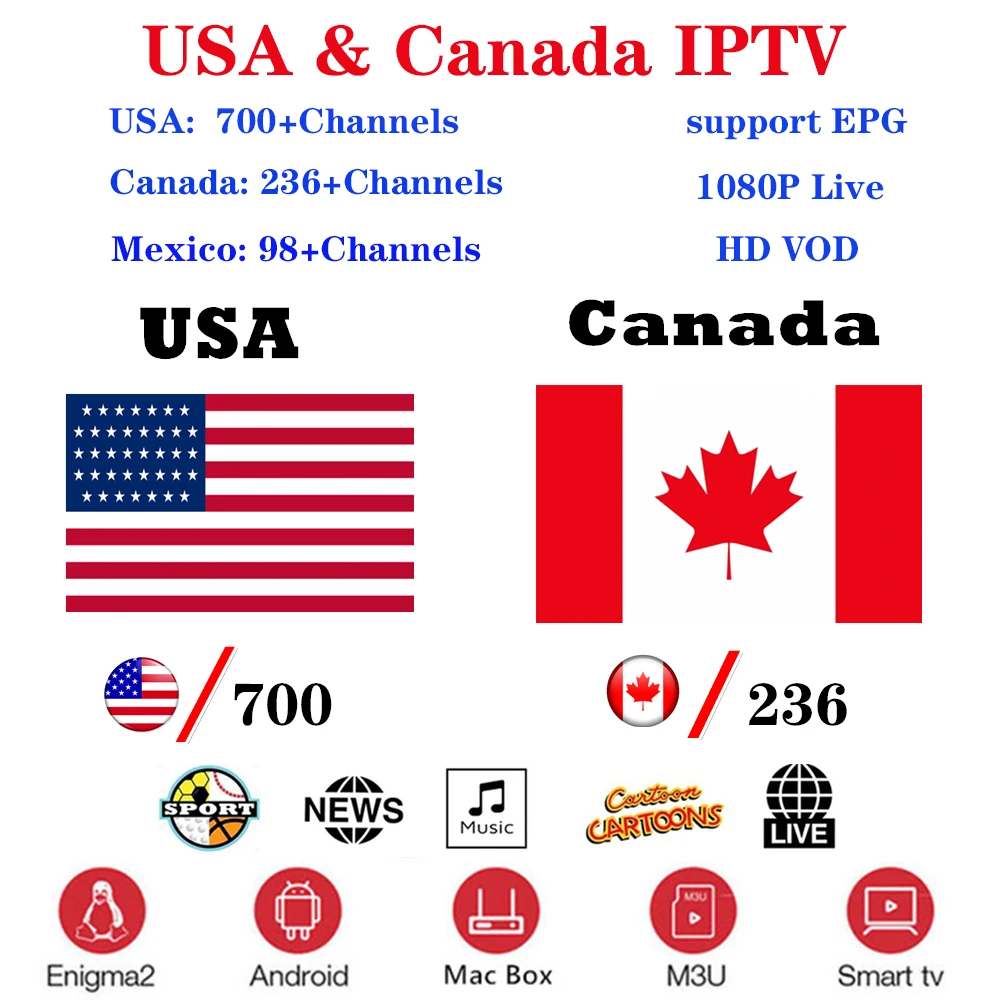 IPTV M3U Subscription 7100 Channels 6 month USA Canada Latin Mexico Include Music Sport Cinema Live Support IPTV Box Andorid APk
IPTV M3U Subscription 7100 Channels 6 month USA Canada Latin Mexico Include Music Sport Cinema Live Support IPTV Box Andorid APk