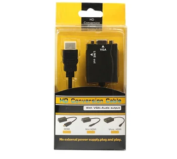 50pcs/lot High quality HDMI to VGA adapter converter cable with 3.5mm Audio Converter cable
50pcs/lot High quality HDMI to VGA adapter converter cable with 3.5mm Audio Converter cable