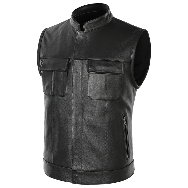 Men Real Leather Vest Motorcycle Biker Club High Quality Vest Genuine Leather Cowhide Sleeveless Jackets Waistcoat Stand Collar
Men Real Leather Vest Motorcycle Biker Club High Quality Vest Genuine Leather Cowhide Sleeveless Jackets Waistcoat Stand Collar