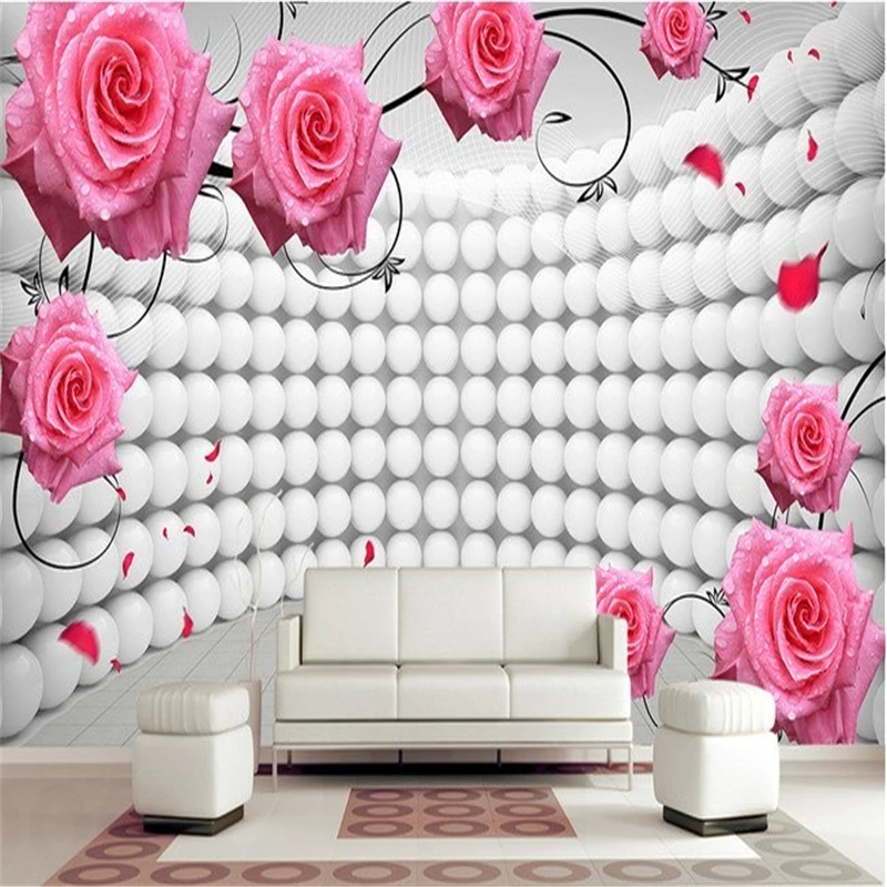 Фото Настенная шелковая ткань beibehang на заказ 3d обои для комнаты 3 d Лепестки розы в