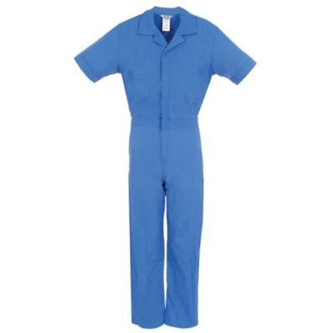 Berne Apparel P700BLR440 Large Regular Poplin Short Sleeve Coverall - Blue