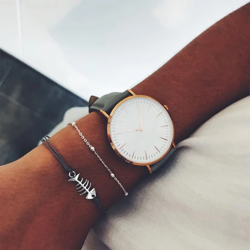 2 Pcs/ Set Punk Creative Fish Bone Beads Chain Leather Silver Adjustable Bracelet Set Women Personality Fashion Jewelry
2 Pcs/ Set Punk Creative Fish Bone Beads Chain Leather Silver Adjustable Bracelet Set Women Personality Fashion Jewelry