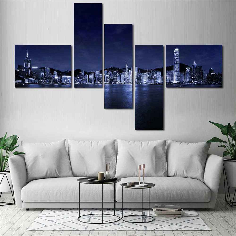 City Night view canvas painting