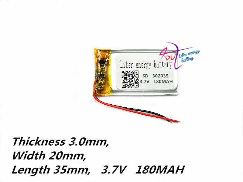 SD302035 3.7V 180mah li-Tablet polymer battery 302035 032035 lithium ion polymer rechargeable battery with PCM and connector
SD302035 3.7V 180mah li-Tablet polymer battery 302035 032035 lithium ion polymer rechargeable battery with PCM and connector