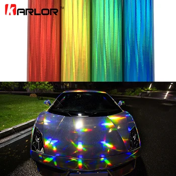 

Car Stickers Holographic Chrome Vinyl Holo Film Laser Plating Car Wrap Sticker Sheet With Air Bubble Free 2m/5m/20m*152cm/Roll