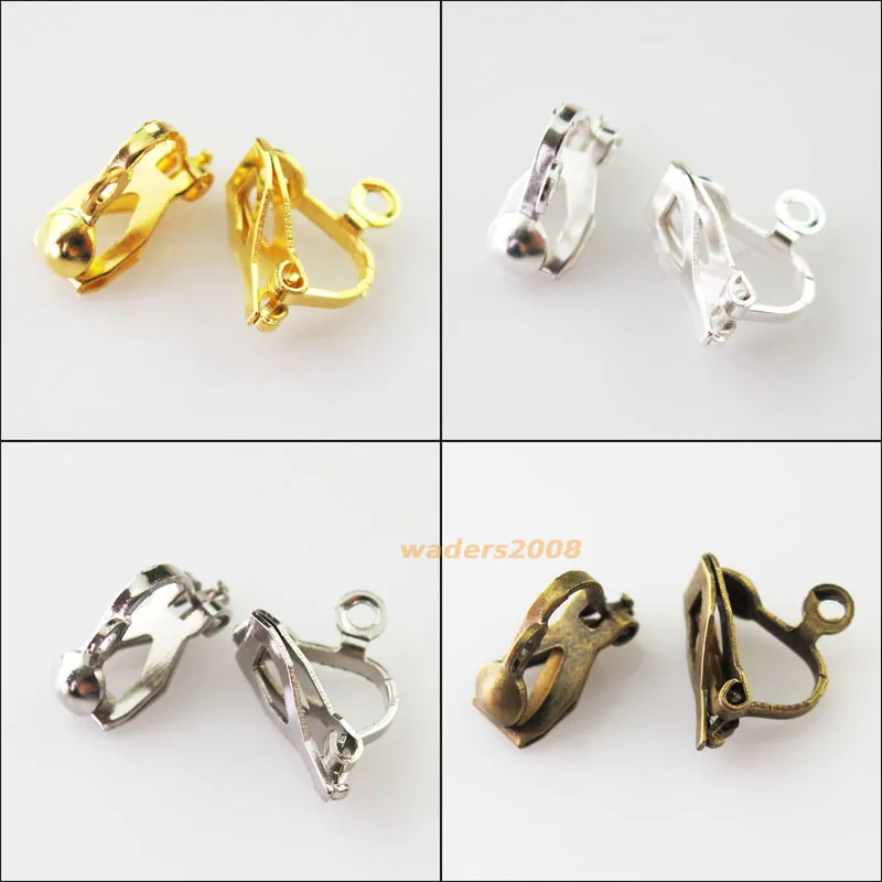 20Pcs Clip On Earring Earwire 10x13mm Gold Silver Dull Silver Bronze Plated