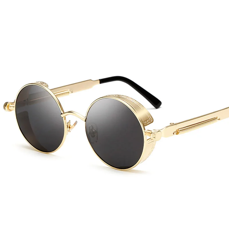 Солнцезащитные очки в стиле стимпанк круглые металлические ретро для мужчин и