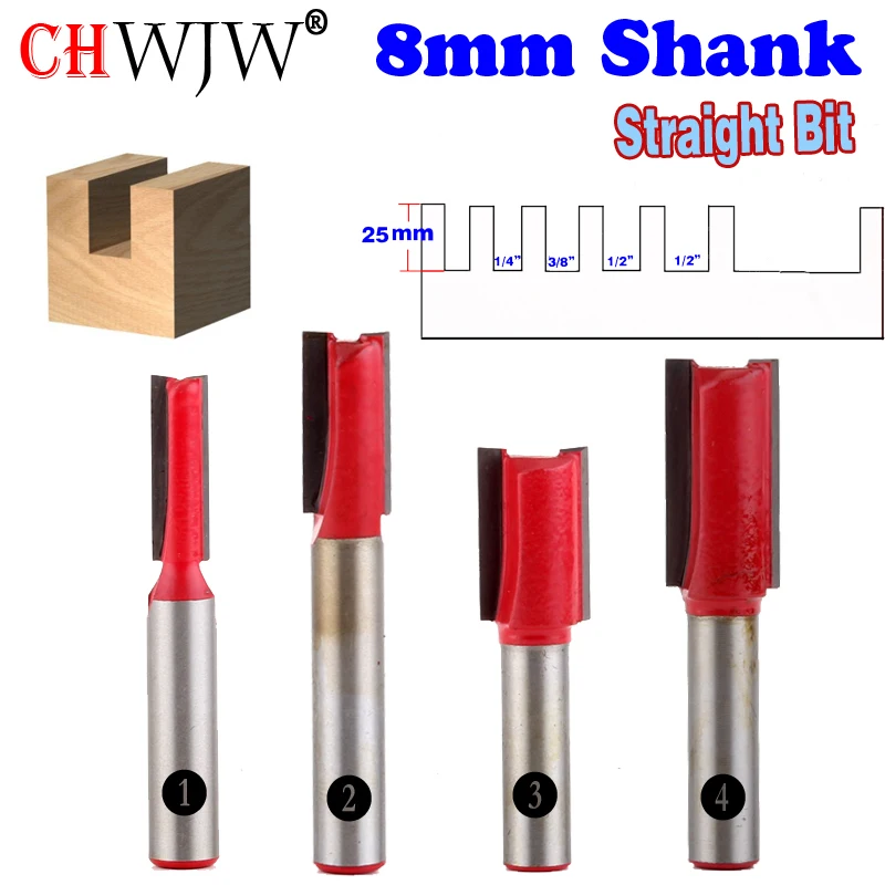 1PC 8mm Shank high quality Short Straight/Dado Router Bit Set 1/4",3/8",1/2",1/2" Diameter Wood Cutting Tool - Chwjw
1PC 8mm Shank high quality Short Straight/Dado Router Bit Set 1/4",3/8",1/2",1/2" Diameter Wood Cutting Tool - Chwjw