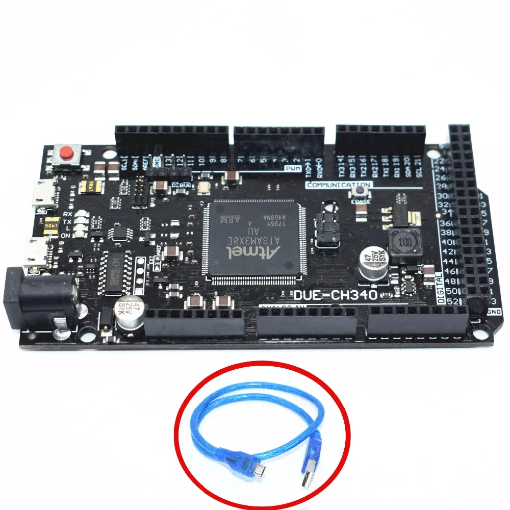 Плата R3 DUE ATMEGA16U2/CH340G ATSAM3X8E материнская плата управления ARM с кабелем USB 50 см для