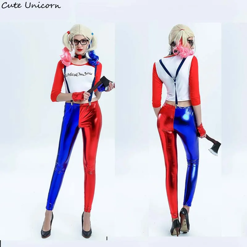 

Cute Unicorn Batman Suicide Squad Harley Quinn Cosplay Costume Women Skinny suits Ladies Role Play Movie Costumes sexy