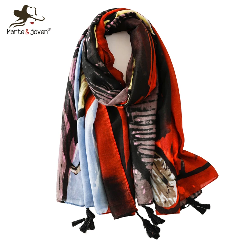 Marte&Joven Retro Graffiti Thin Pashmina Shawl Lady Colorful Oil Painting Print Tassel Scarf Women
Marte&Joven Retro Graffiti Thin Pashmina Shawl Lady Colorful Oil Painting Print Tassel Scarf Women